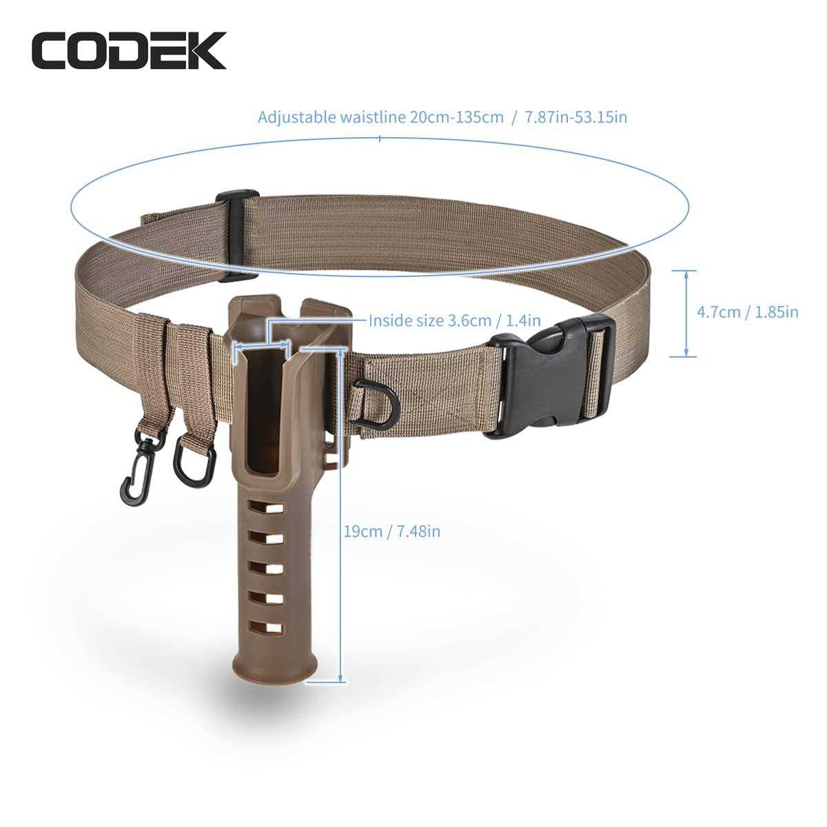 CODEK Fishing Waist Belt Rod Holder Adjustable Waist Wading Belts with Portable Pole Inserter for Spinning Casting Reel Surf Kayak Fly Fishing - Image 3