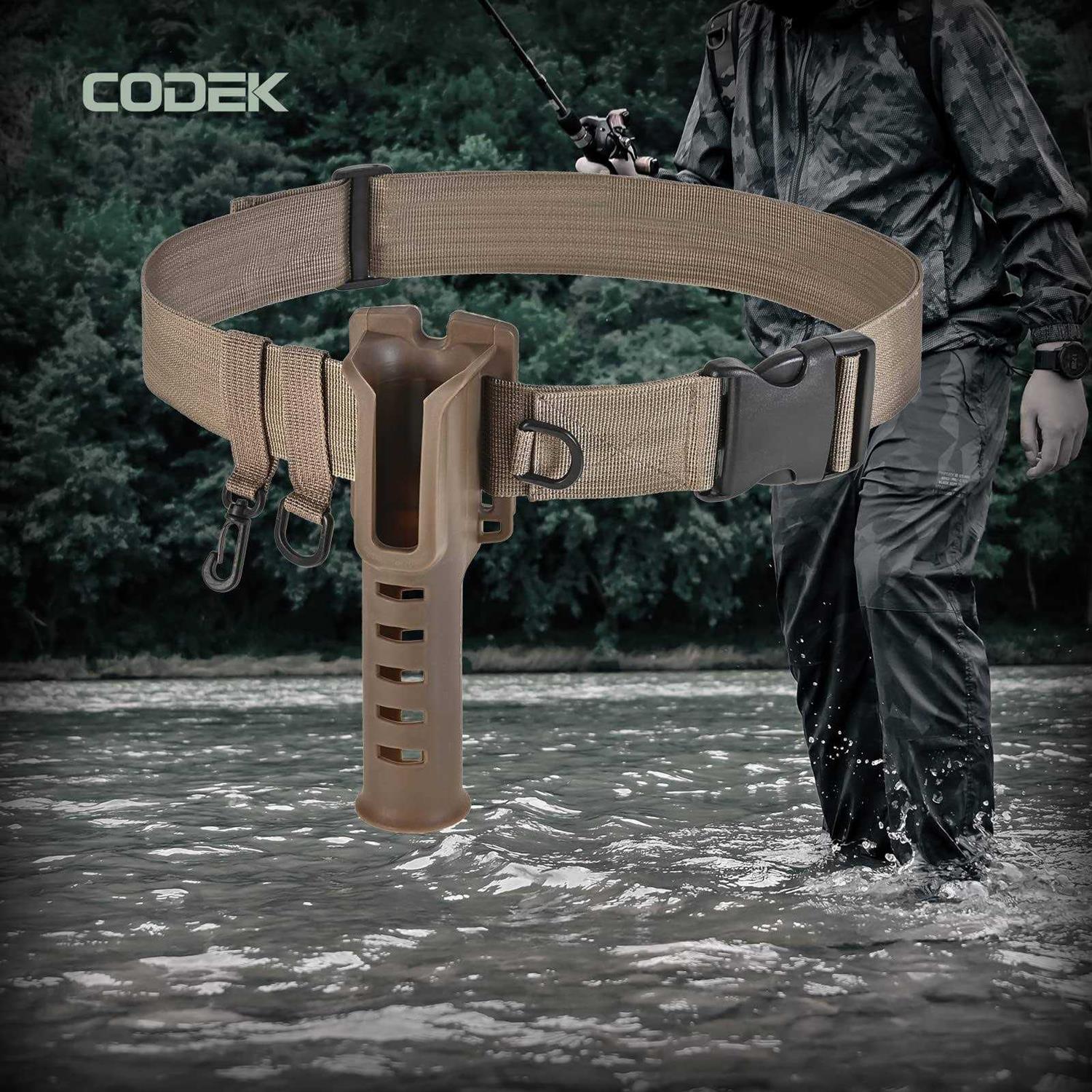 CODEK Fishing Waist Belt Rod Holder Adjustable Waist Wading Belts with Portable Pole Inserter for Spinning Casting Reel Surf Kayak Fly Fishing - Image 4