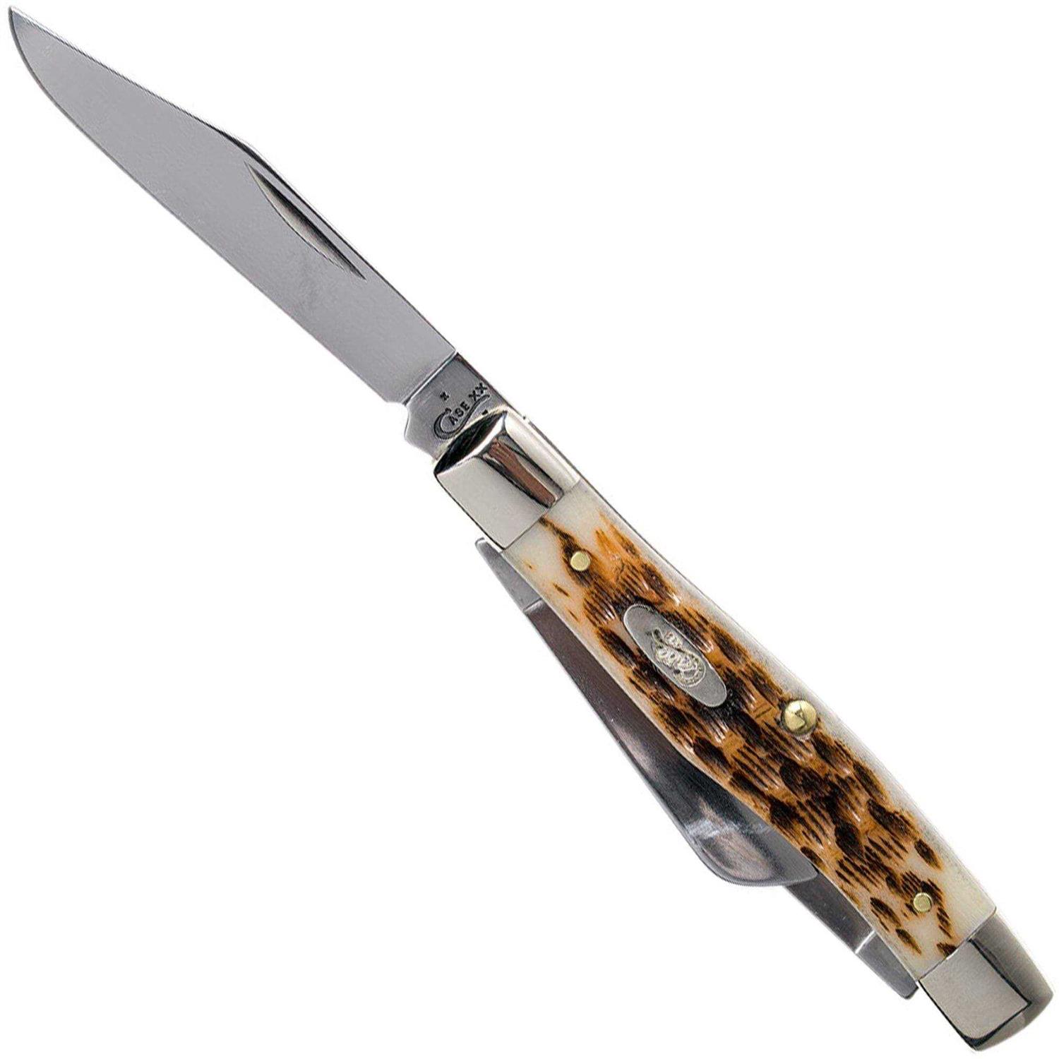 Case Pocket Knife Folding Medium Stockman Amber Bone 00079