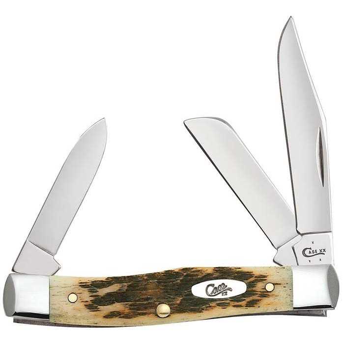 Alternative view of Case Pocket Knife Folding Medium Stockman Amber Bone 00079