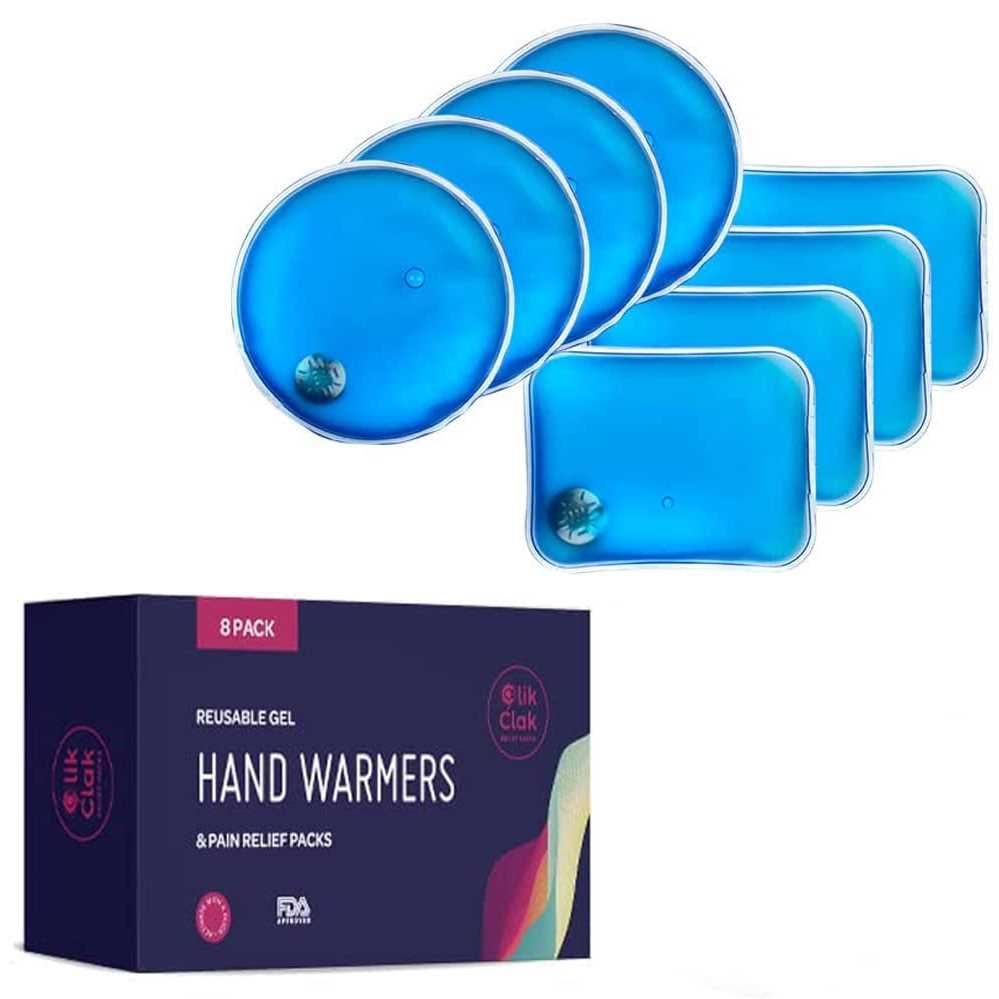 Reusable Heat Packs Set of 8 Gel Hand Warmer with Snap to Heat Metal Disc Technology for One Click Heating