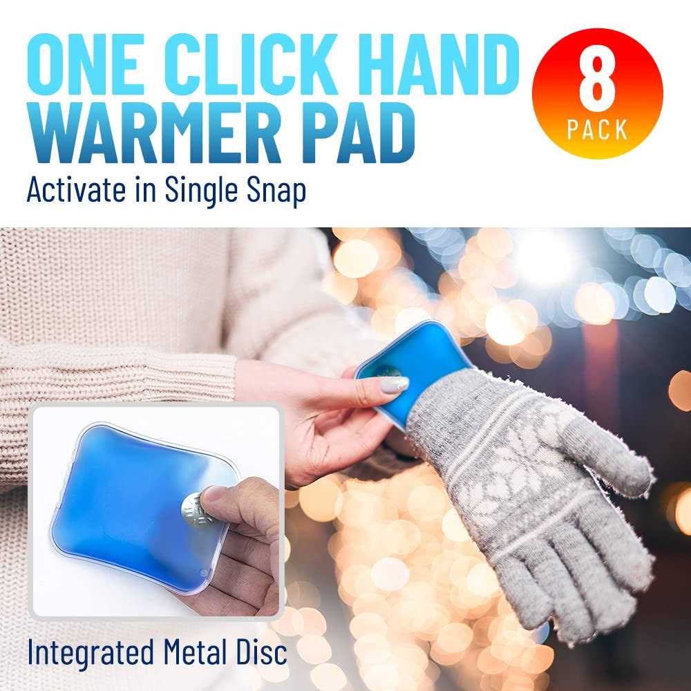 Reusable Heat Packs Set of 8 Gel Hand Warmer with Snap to Heat Metal Disc Technology for One Click Heating - Image 2