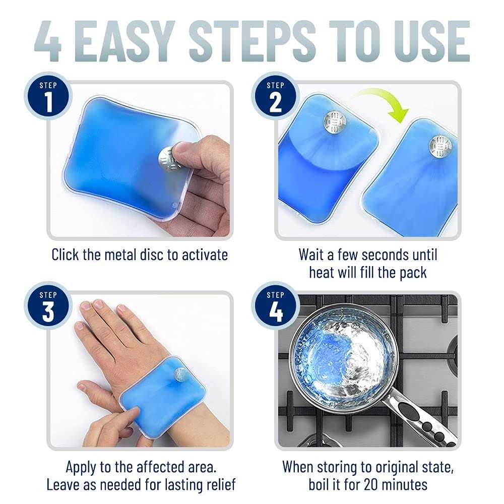 Reusable Heat Packs Set of 8 Gel Hand Warmer with Snap to Heat Metal Disc Technology for One Click Heating - Image 4