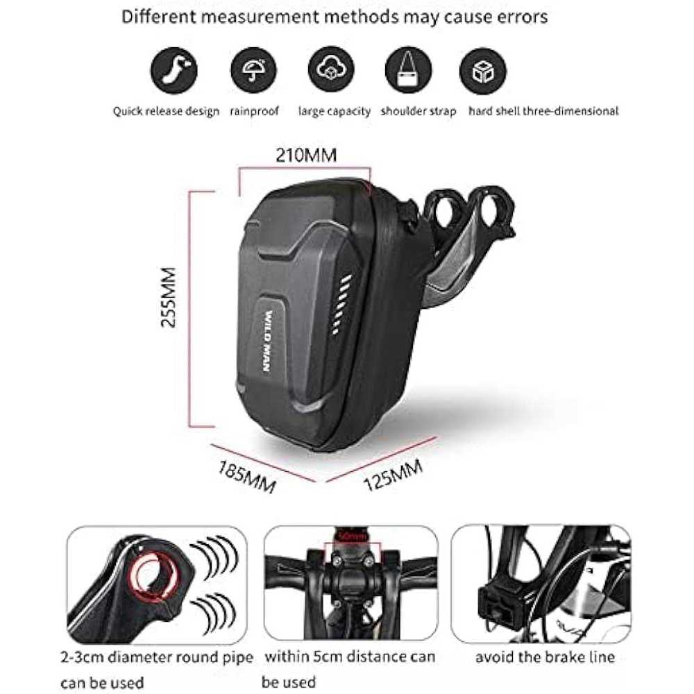 WILD MAN Quick Release 3L Hard Shell Rainproof Scooter Storage Bag for Kick Scooters Folding Bike Kick Board Handlebar Bag MTB - Image 5