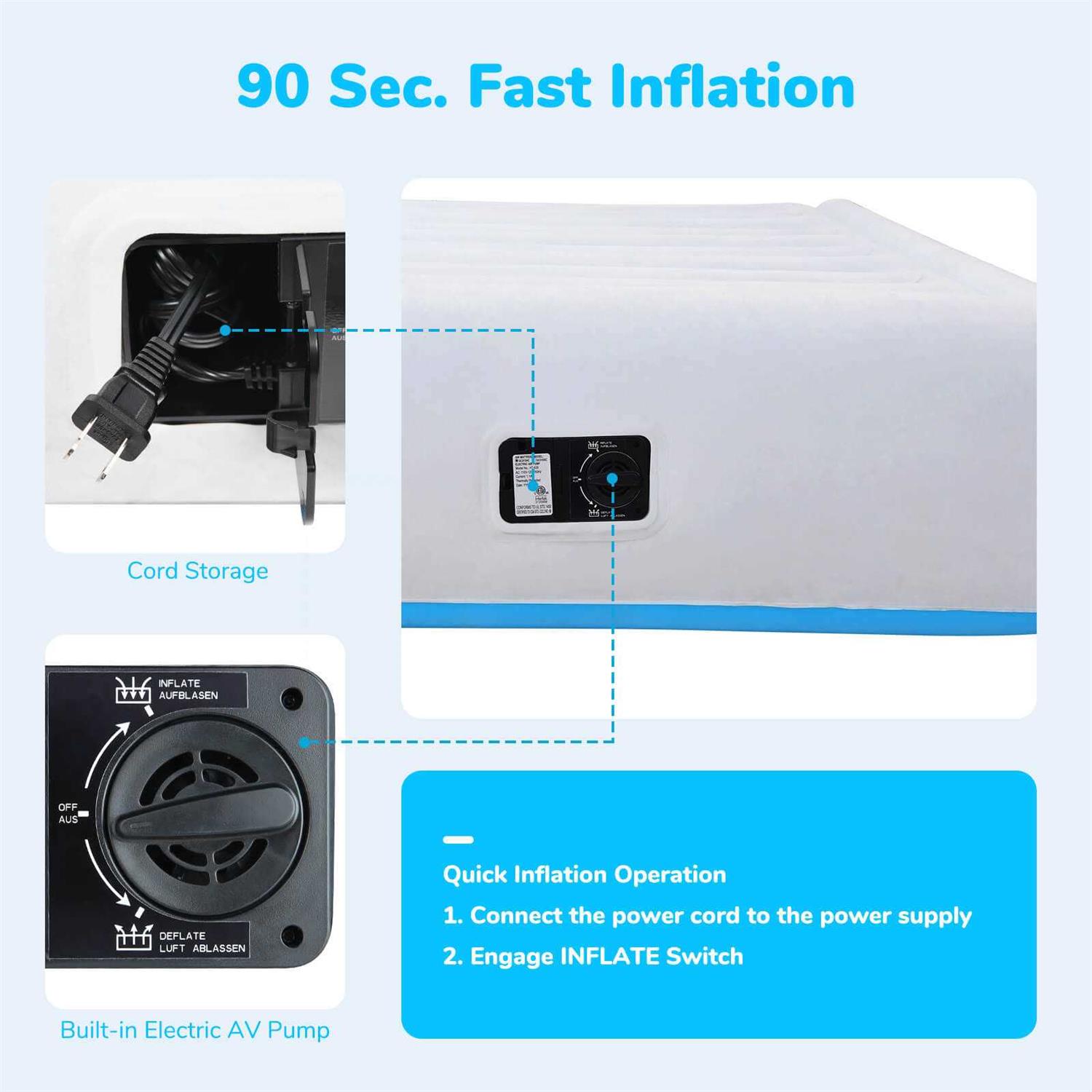 Valwix Twin Air Mattress with Built-in Pump & Pillow 17'' Height Air Bed w/Supportive Tech - Image 4