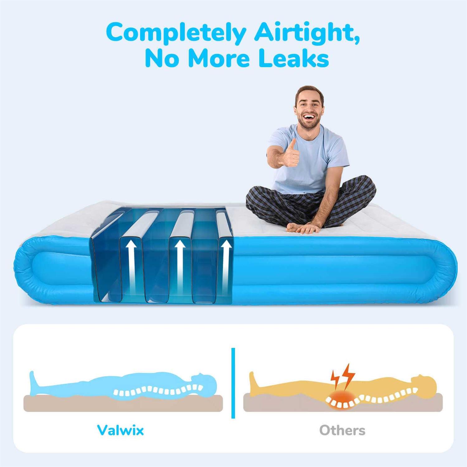 Valwix Twin Air Mattress with Built-in Pump & Pillow 17'' Height Air Bed w/Supportive Tech - Image 5