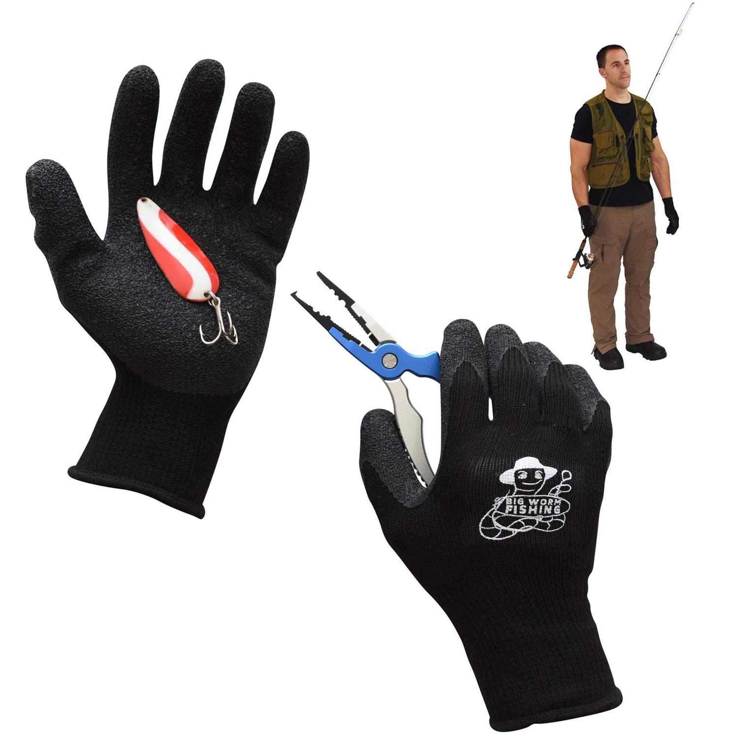 Big Worm Fishing Fish Handling/Cleaning Gloves Textured Grip Palm Soft Lining Fillet Gloves