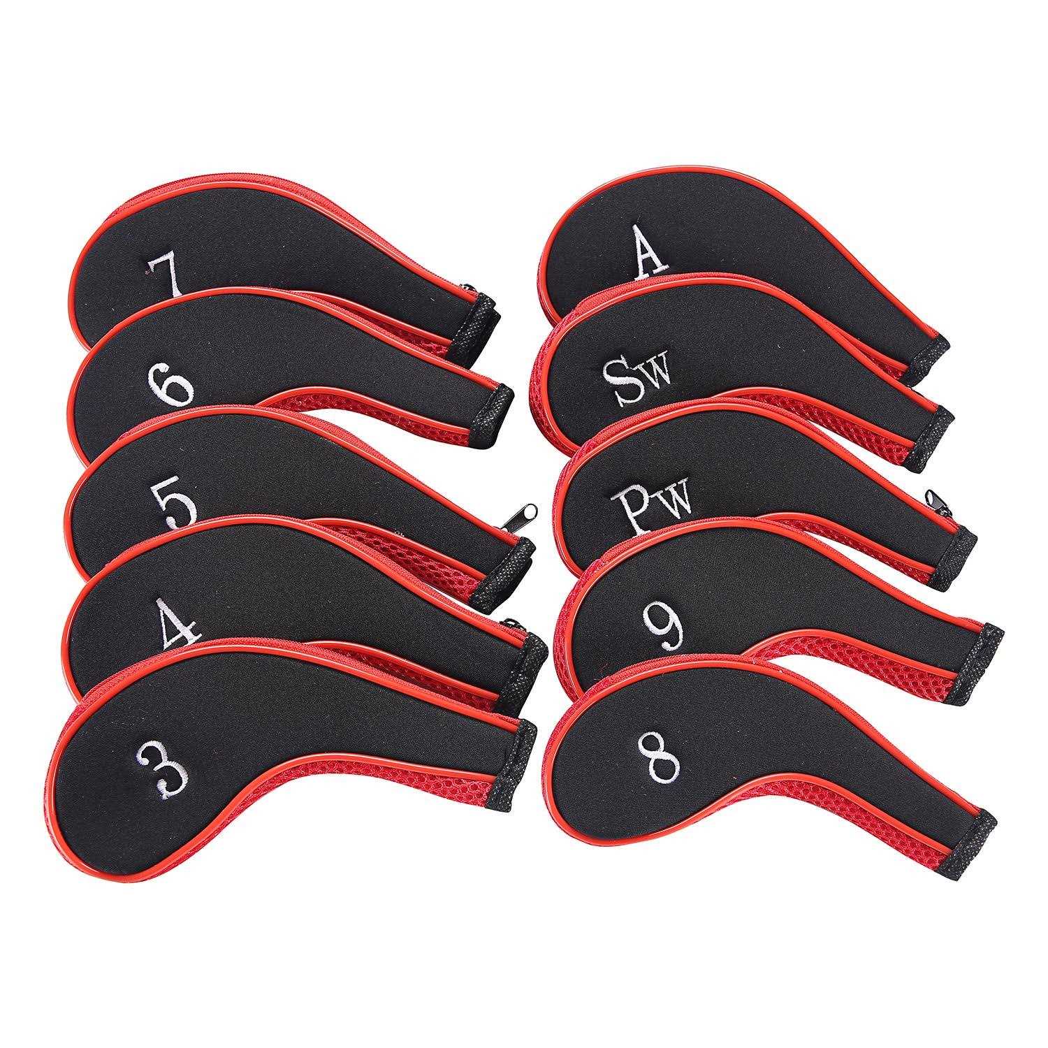 Sword &Shield sports Neoprene Zipper Golf Club Iron Head Covers Iron Covers 10pcs/Set