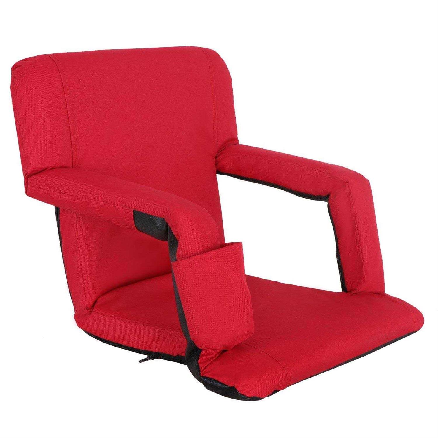 LEMY 5 Reclining Positions Adjustable Stadium Seat for Bleachers Portable Water Resistant Stadium Chair with Back/Arms/Cushion for Outdoor or Indoor
