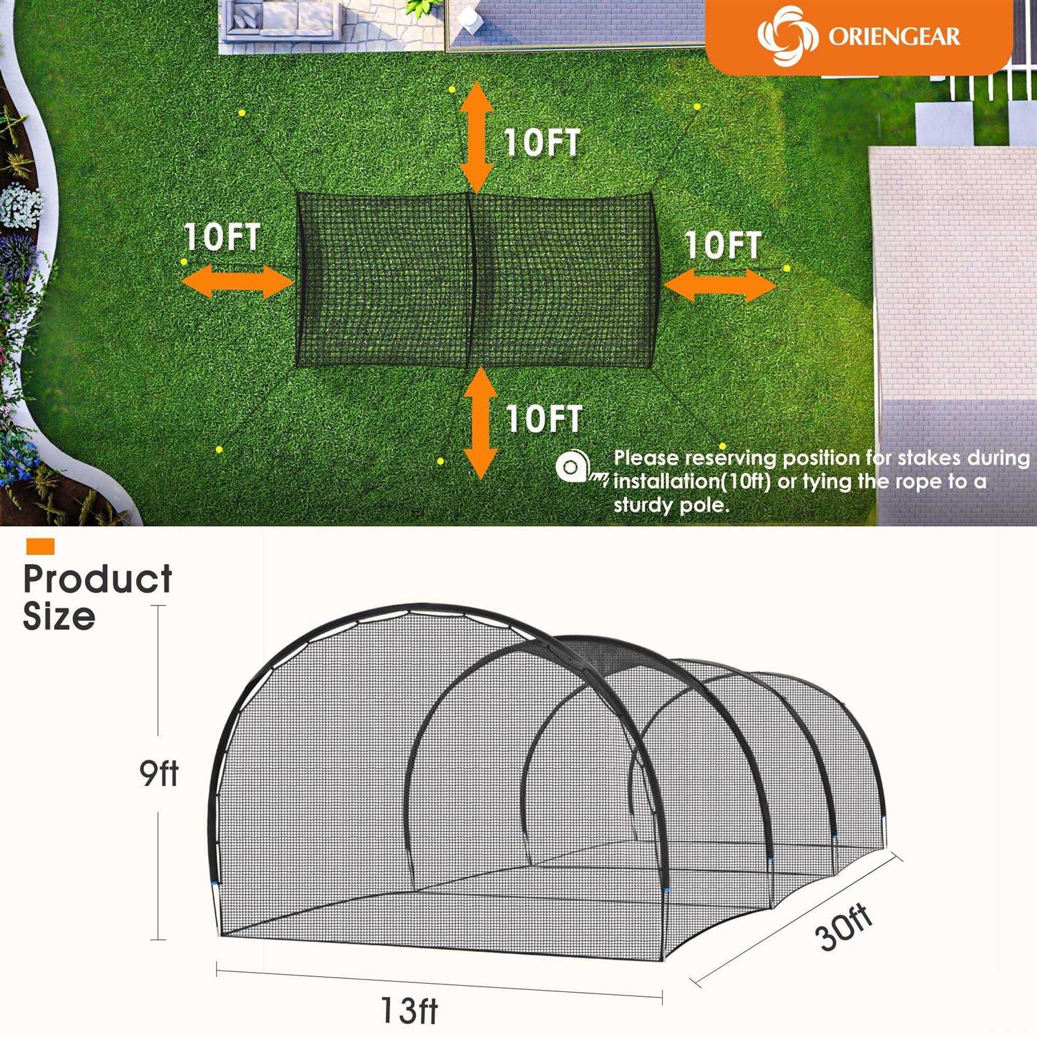 Baseball Batting Cages 20&30ft for Backyard, Baseball Training Equipment Netting, Golf Softball Baseball Nets for Batting with Frame and Net - Image 3