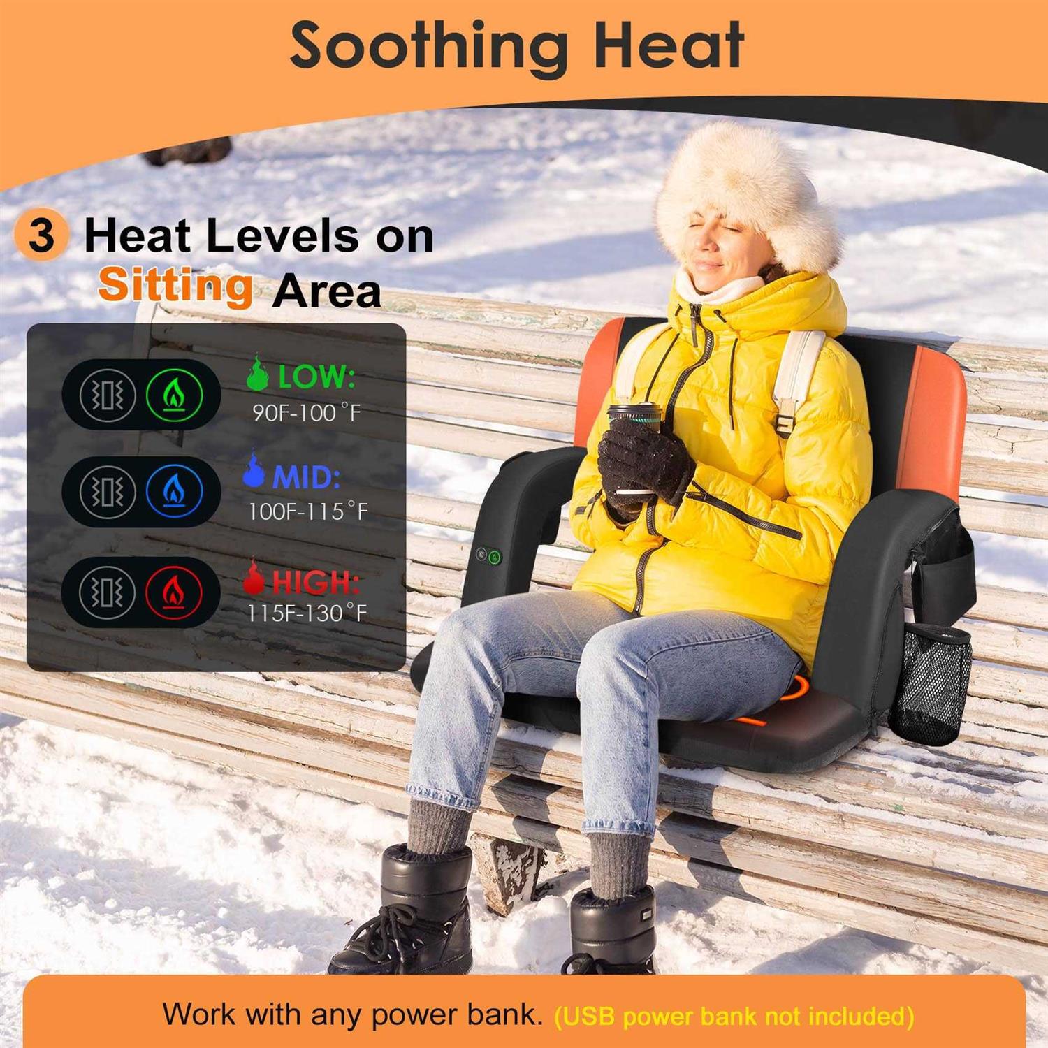 HOPERAN Dual-Sided Heated Stadium Seats for Bleachers with Back Support - Image 5
