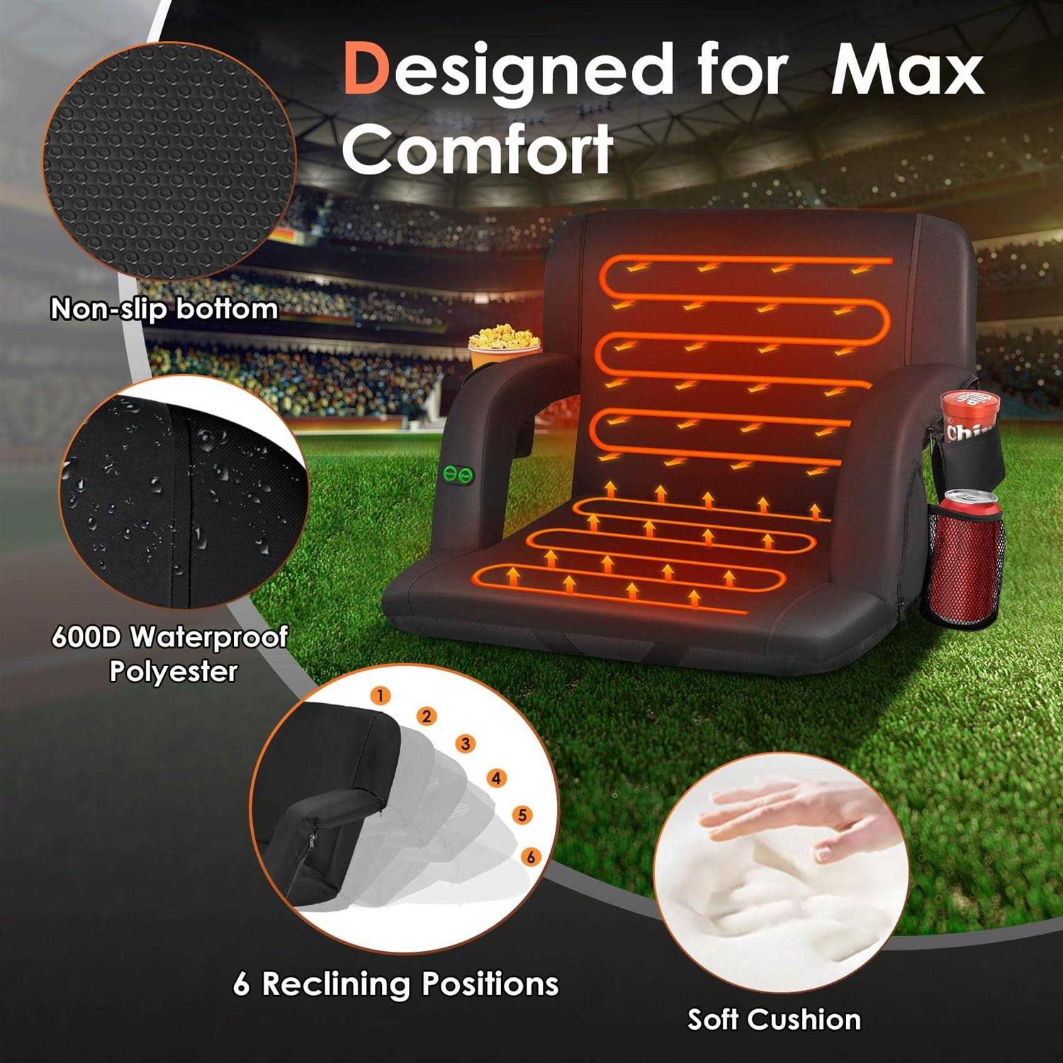 HOPERAN Dual-Sided Heated Stadium Seats for Bleachers with Back Support - Image 4