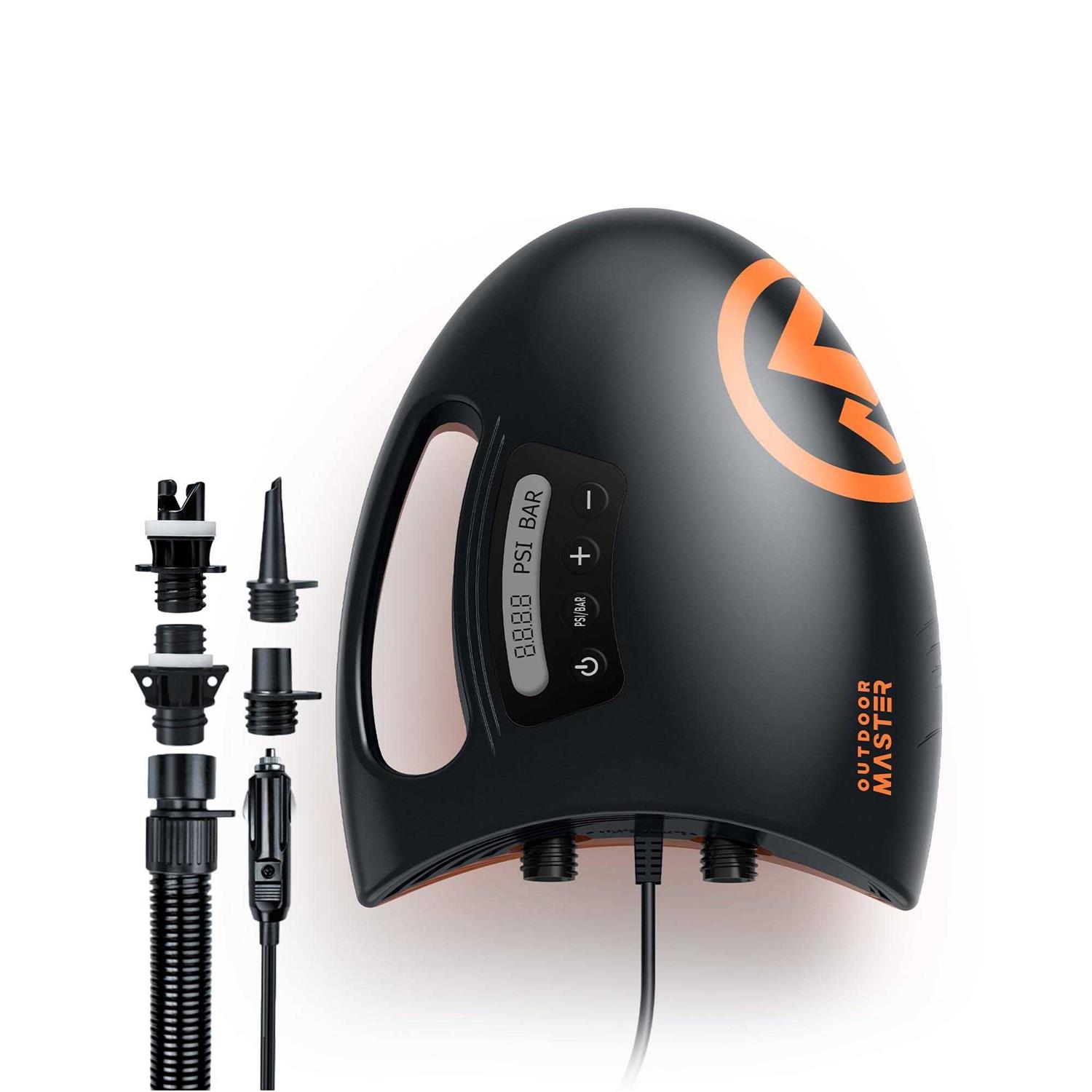 OutdoorMaster 20psi High Pressure SUP Air Pump The Shark Intelligent Dual Stage Inflation Auto-Off Feature