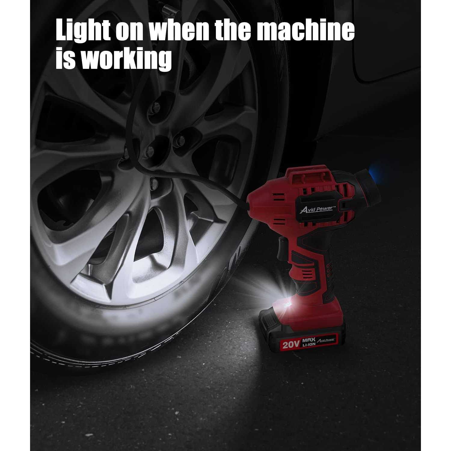 AVID POWER Tire Inflator Portable Air Compressor 20V Cordless Car Tire Pump - Image 3