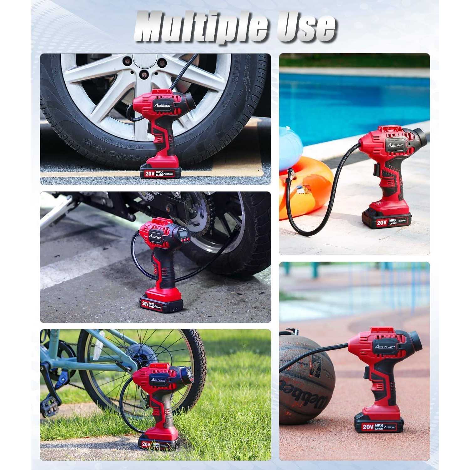 AVID POWER Tire Inflator Portable Air Compressor 20V Cordless Car Tire Pump - Image 4