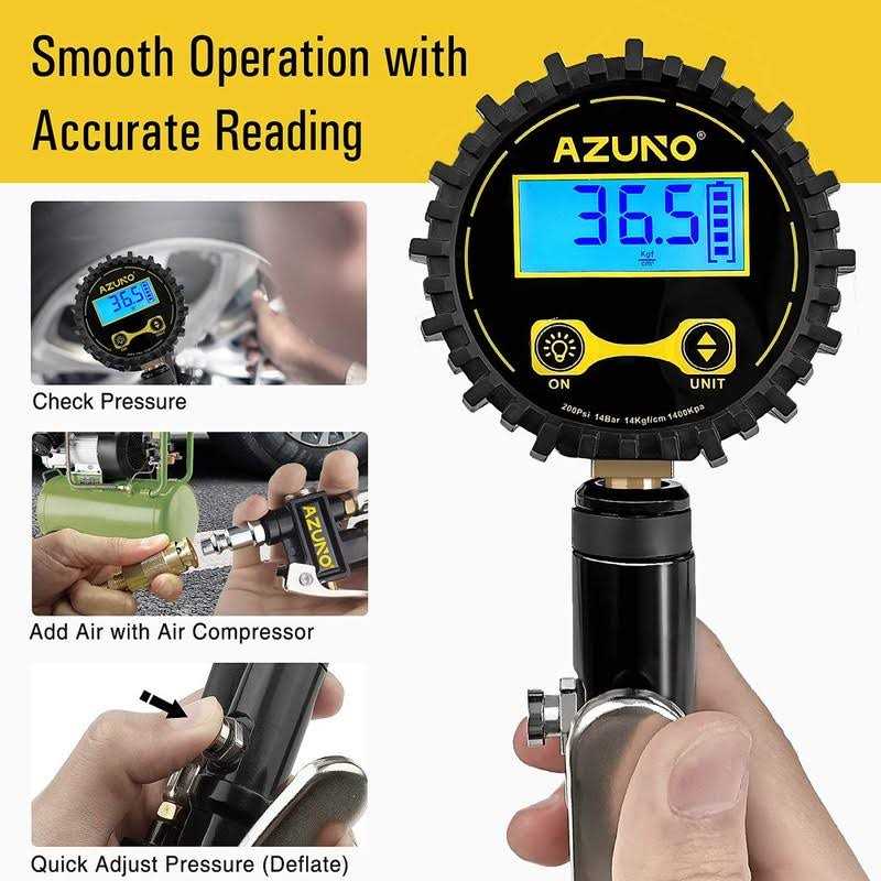 AZUNO Digital Tire Inflator with Pressure Gauge, 200 Psi - Image 5
