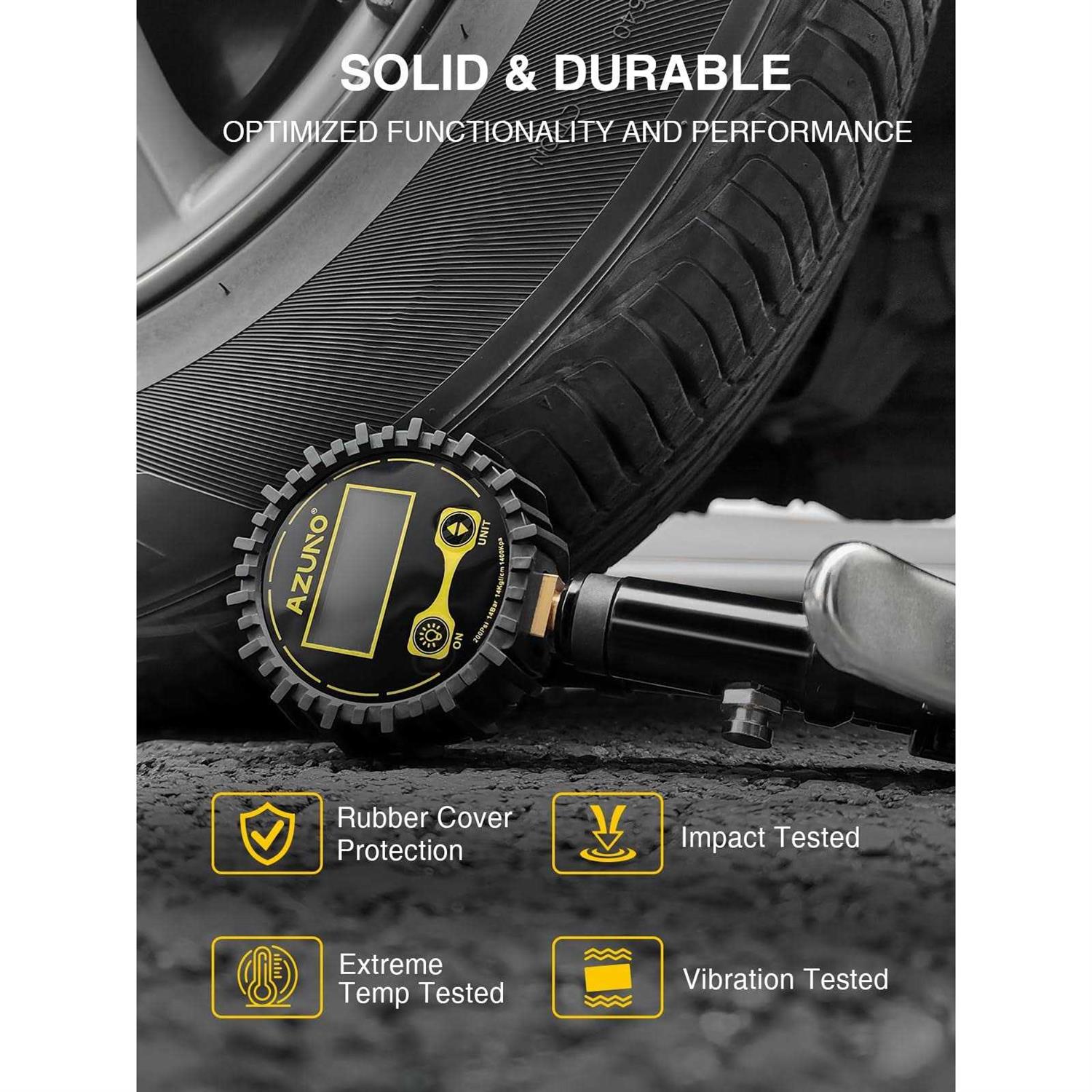 AZUNO Digital Tire Inflator with Pressure Gauge, 200 Psi - Image 5