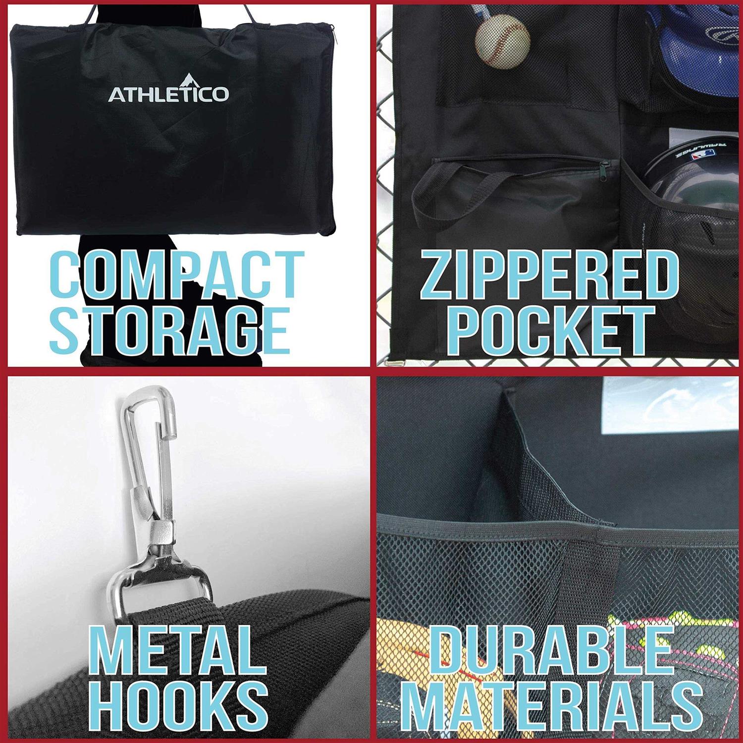 Athletico 15 Player Dugout Organizer Hanging Baseball Helmet Bag to Organize Baseball Equipment Including Gloves - Image 5