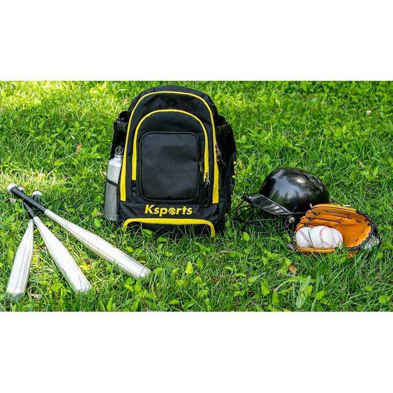Alternative view of Ksports Baseball Bag Black Zippers Backpack Baseball, T-Ball & Softball Equipment