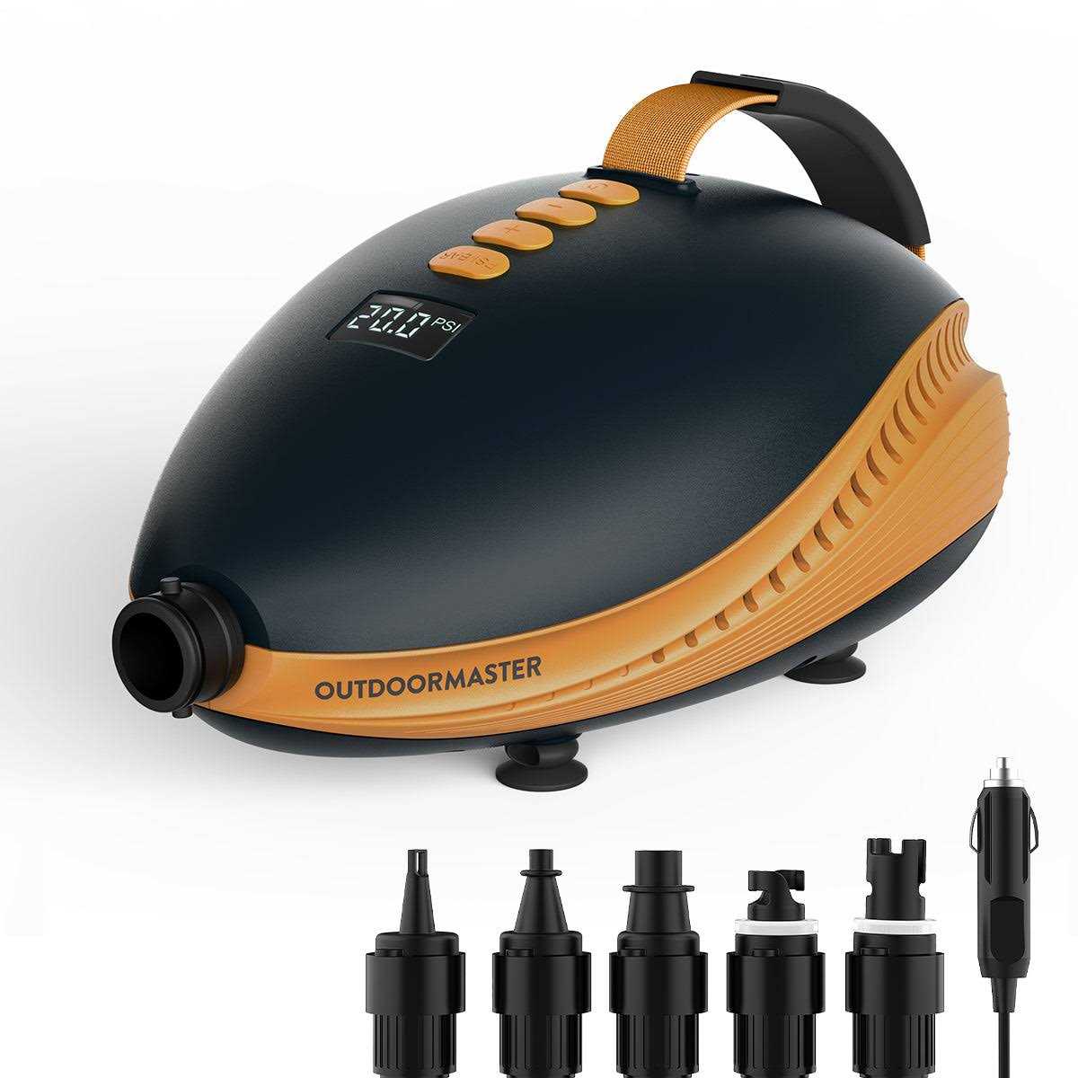 Outdoormaster 20psi High Pressure Paddle Board Pump Electric Dolphin -Quick Portable Sup Air Pump,Auto-Off &12V DC Car Connector Electric Pump