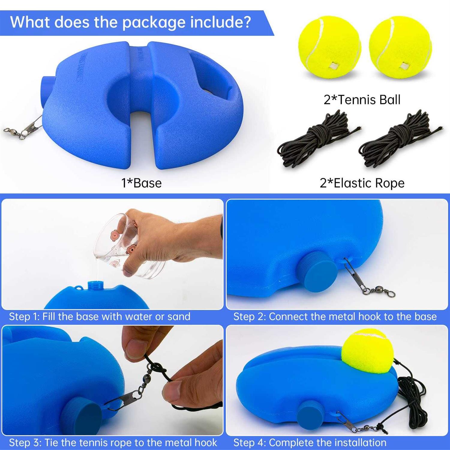 JHT CHEGIF Tennis Trainer Rebound Ball with 2 String Balls Solo Tennis Training Equipment for Self-Pracitce - Image 2