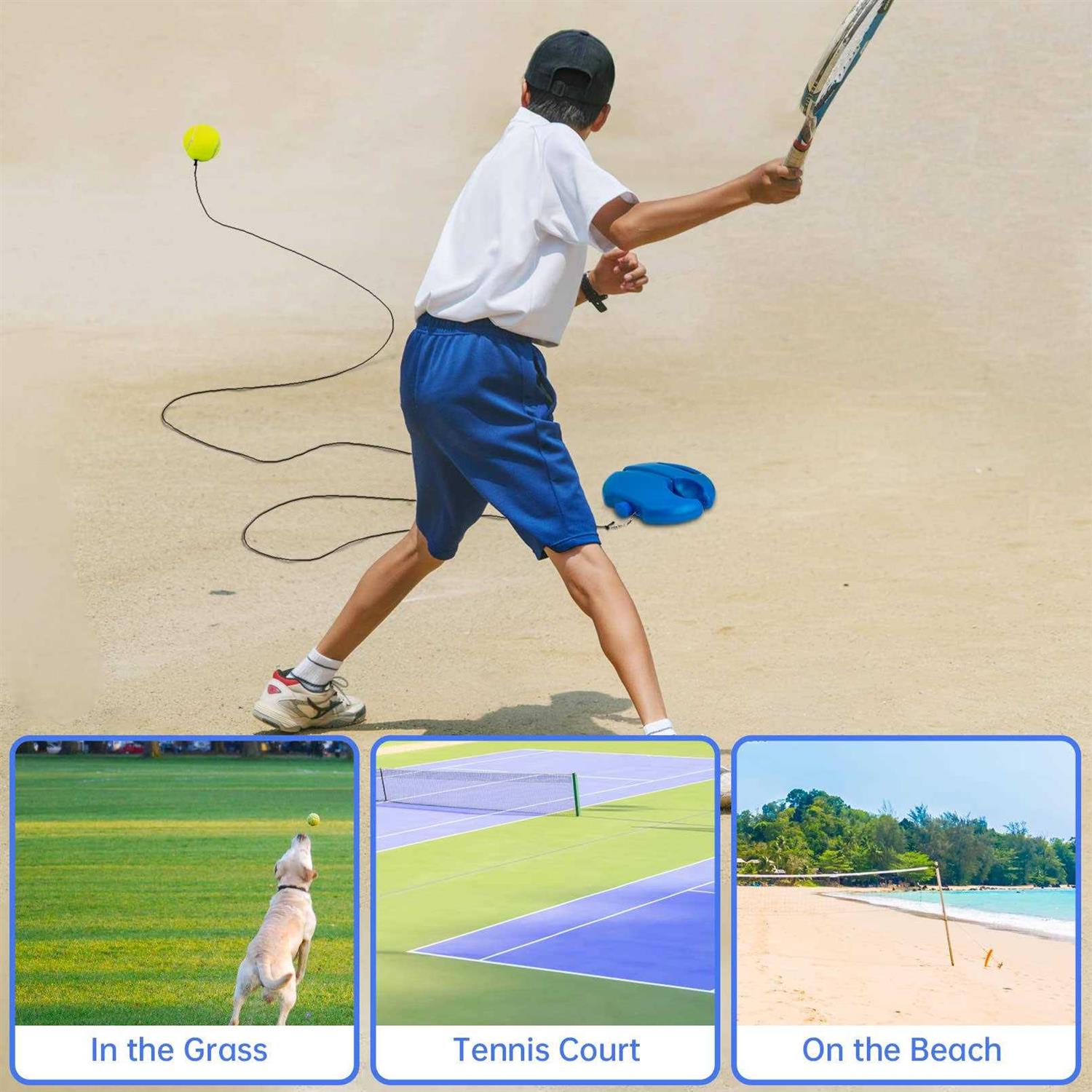JHT CHEGIF Tennis Trainer Rebound Ball with 2 String Balls Solo Tennis Training Equipment for Self-Pracitce - Image 5