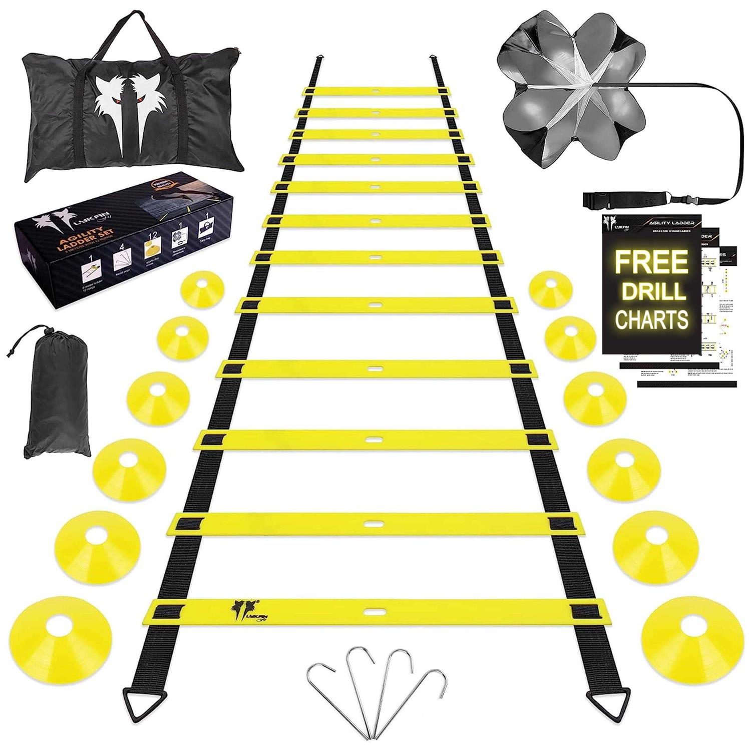 LYKAN FIT 20ft Agility Ladder Agility Training Equipment Speed Ladder