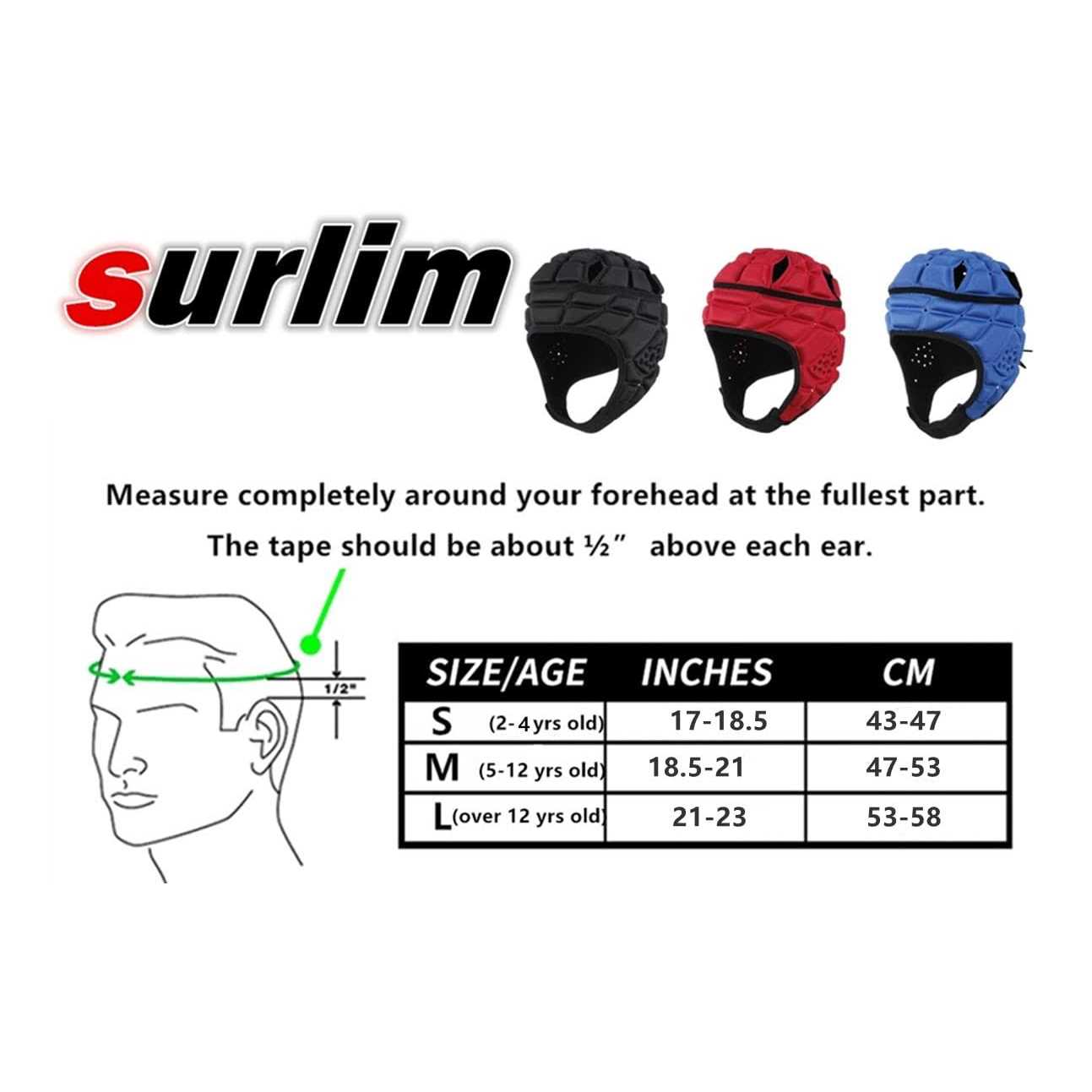 Surlim Rugby Helmet Headgear for Soccer Scrum Cap Soft Helmet Youth - Image 5