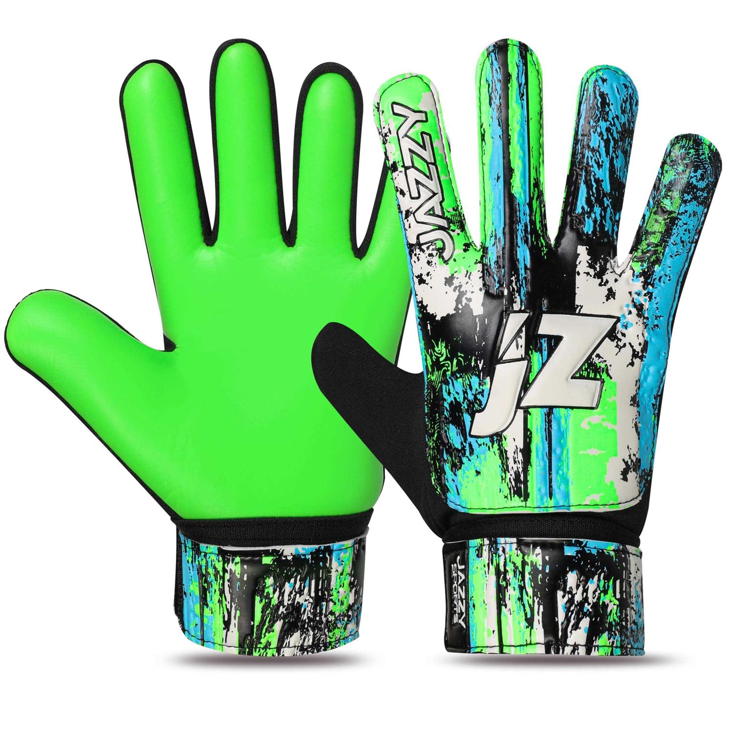 Jazzy Sports Soccer Goalkeeper Gloves for Kids Boys Children Youth Funky Football Goalie Gloves Anti Slip 4mm Latex Palm with Strong Grip & Doub