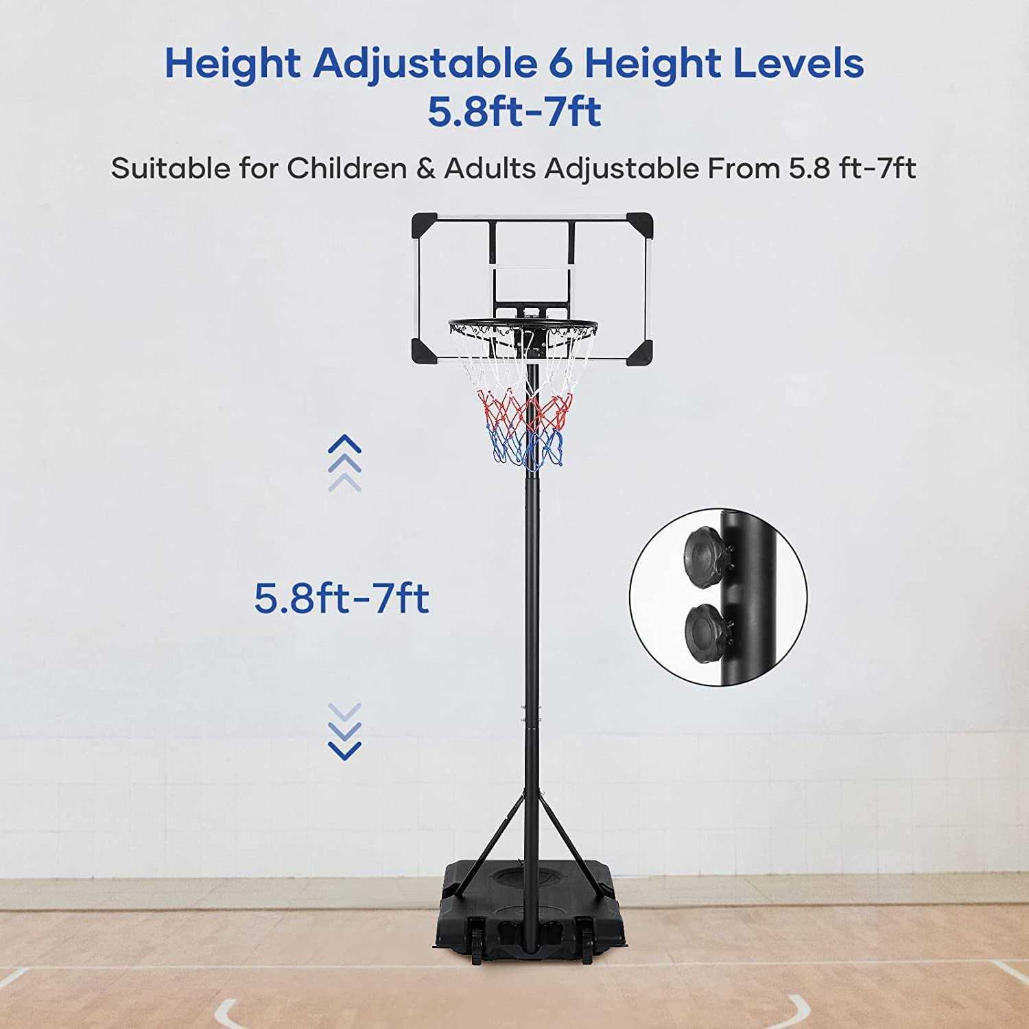 Alternative view of MaxKare Portable Basketball Hoop Goal Basketball Hoop System Height Adjustable 7 ft. 6