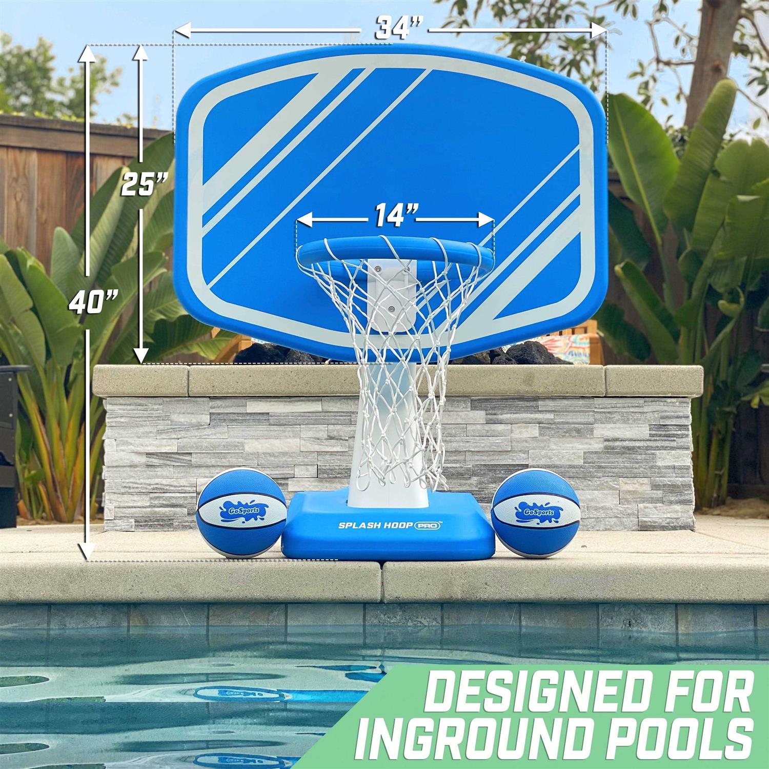 GoSports Splash Hoop PRO Poolside Basketball Game, Includes Hoop, 2 Balls and Pump - Image 3