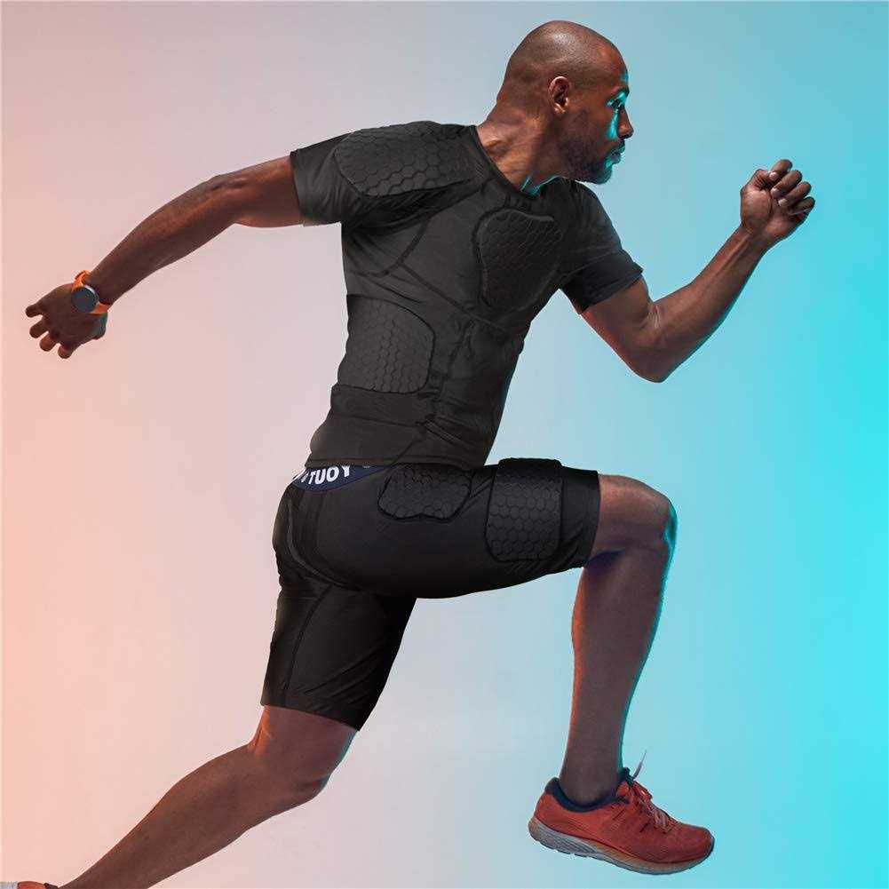 TUOY Men's Padded Compression Shirt Protective Shirt Rib Chest Protector - Image 3