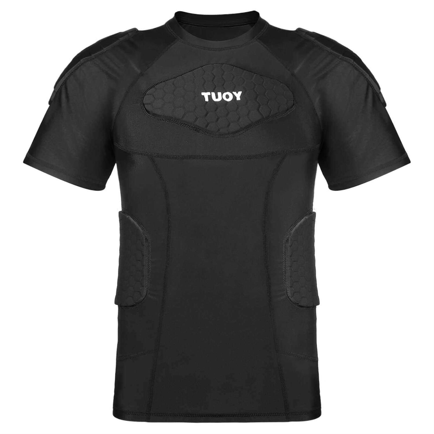 TUOY Men's Padded Compression Shirt Protective Shirt Rib Chest Protector - Image 4