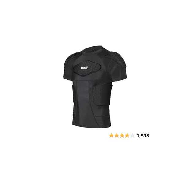 TUOY Men's Padded Compression Shirt Protective Shirt Rib Chest Protector - Image 3