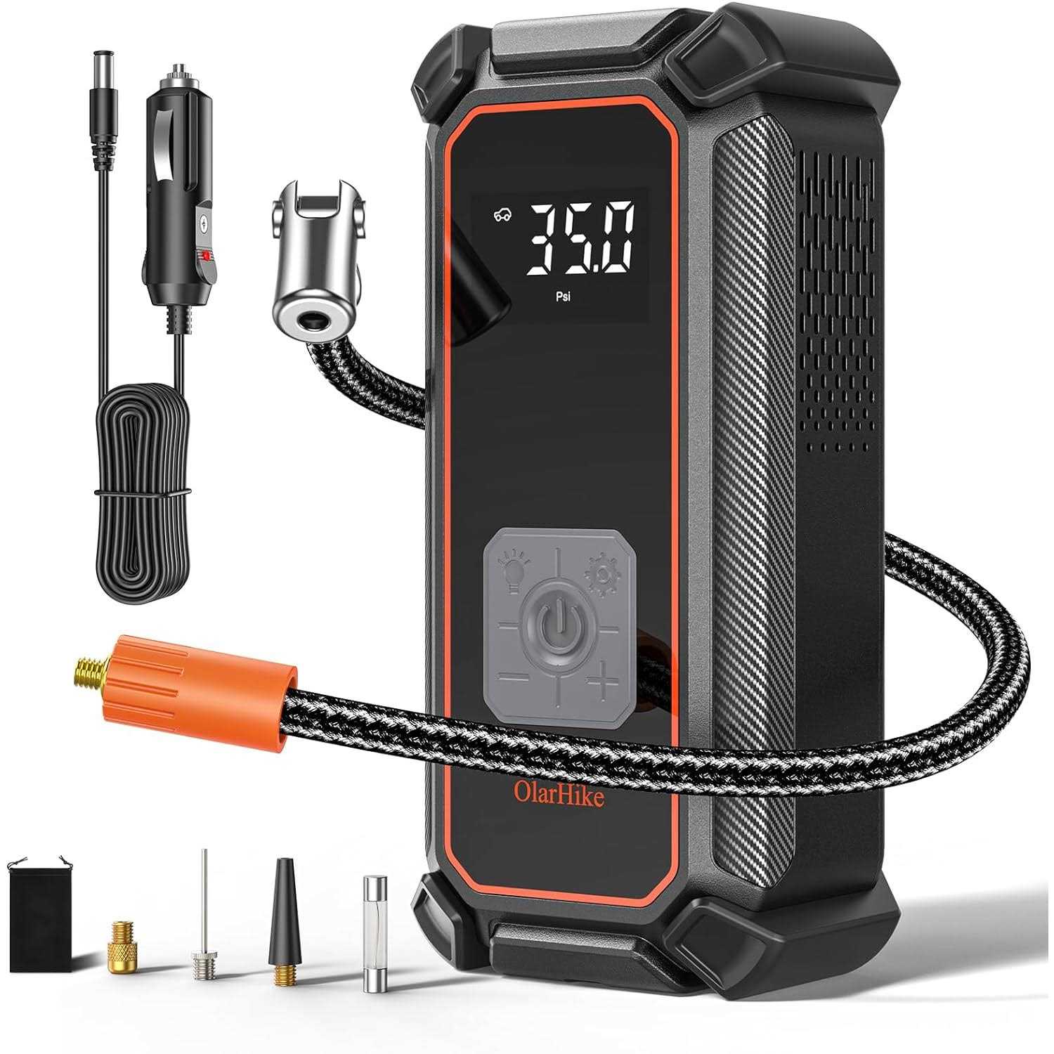 Alternative view of OlarHike 12V DC Corded Electric Tire Inflator Portable Air Compressor Auto Air Pump for Car Tires