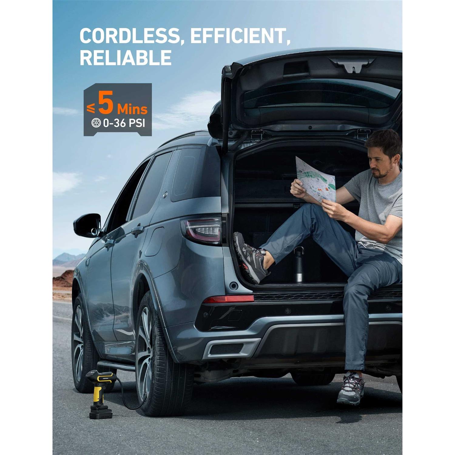 AstroAI Tire Inflator Air Compressor Cordless with 20V Rechargeable Li-ion Battery 150 PSI Portable Handheld Air Pump Car - Image 3