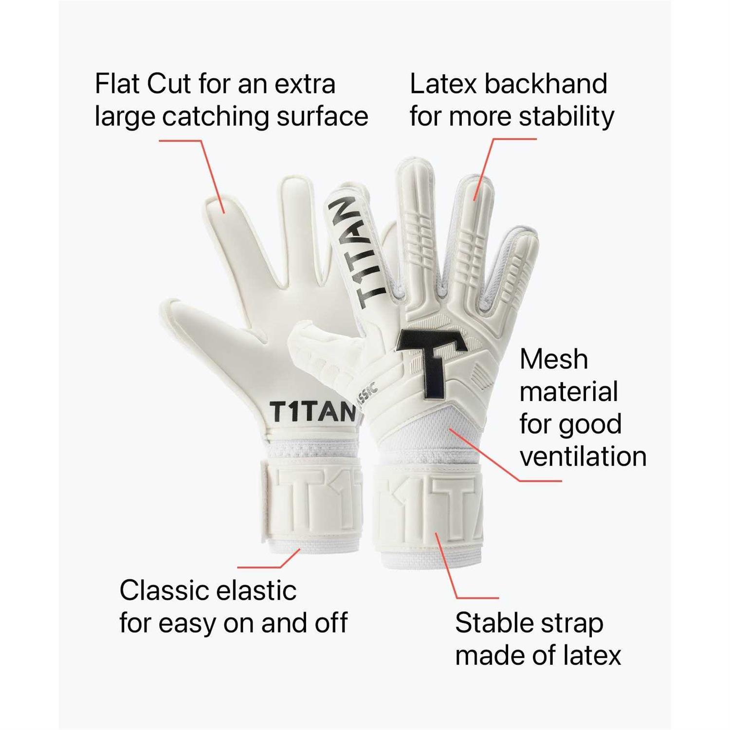 T1tan Classic 1.0 White-Out Goalkeeper Gloves Without Finger Protection - Image 4