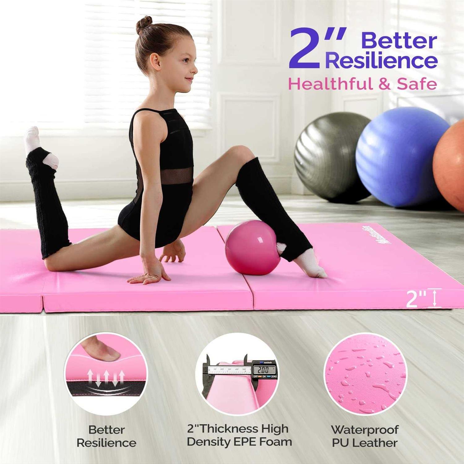Alternative view of Matladin Folding Gymnastics Gym Exercise Aerobics Mat PU Leather Tumbling Mats for Stretching Yoga