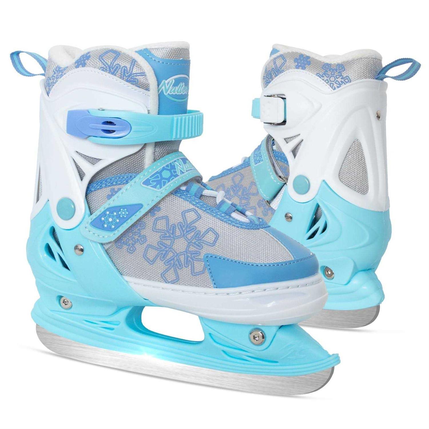 Nattork Kids Ice Skates,Ice Hockey Skates for Boys and Adjustable Reinforced Ankle Support Ice Skates Soft Padding