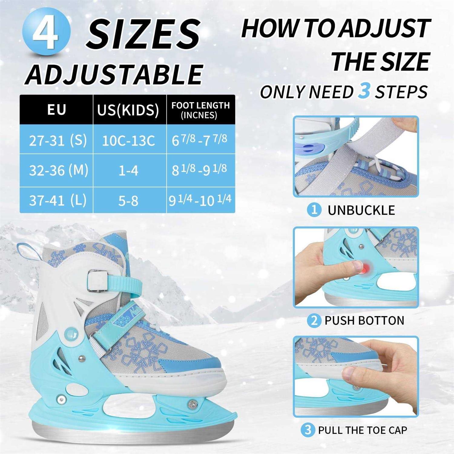 Alternative view of Nattork Kids Ice Skates,Ice Hockey Skates for Boys and Adjustable Reinforced Ankle Support Ice Skates Soft Padding