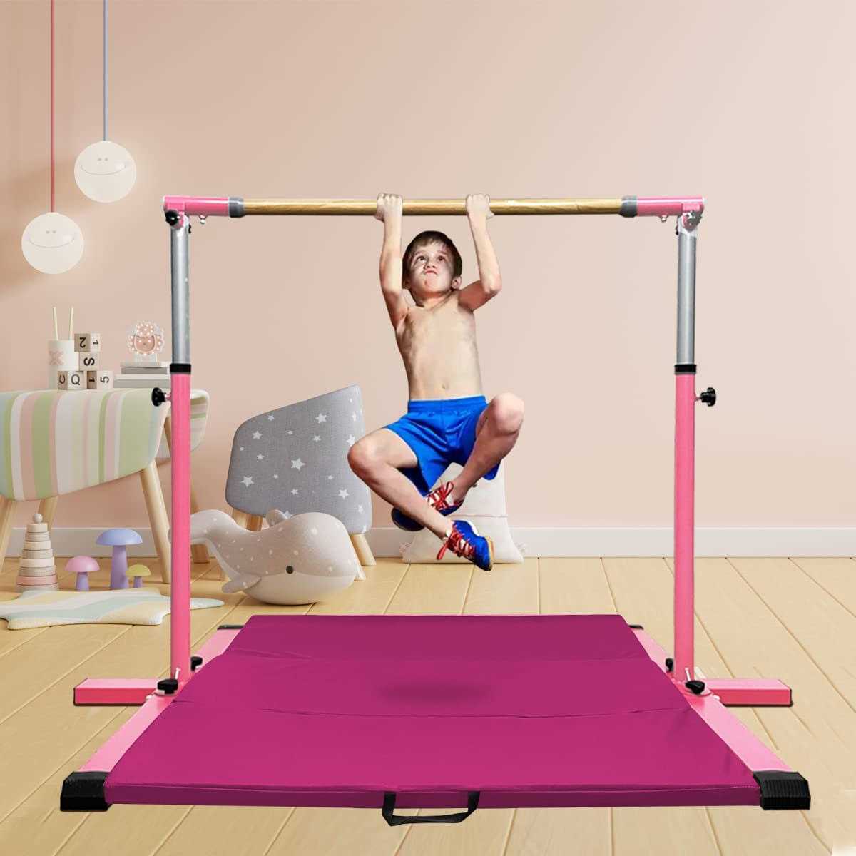 gLANT Gymnastic Kip Bar,Horizontal Bar for Kids Girls Junior,3 to 5 Adjustable Height,Home Gym Equipment,Ideal for Indoor and Home Training,1-4 Levels - Image 5