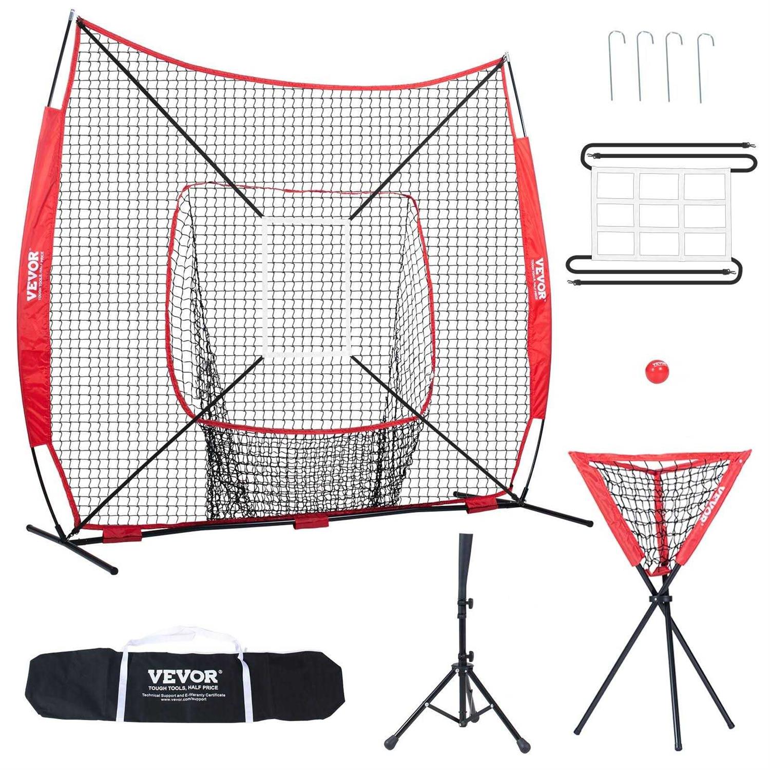 VEVOR 7 x 7 ft. Baseball Portable Softball Practice Net for Hitting Catching Pitching - Image 3