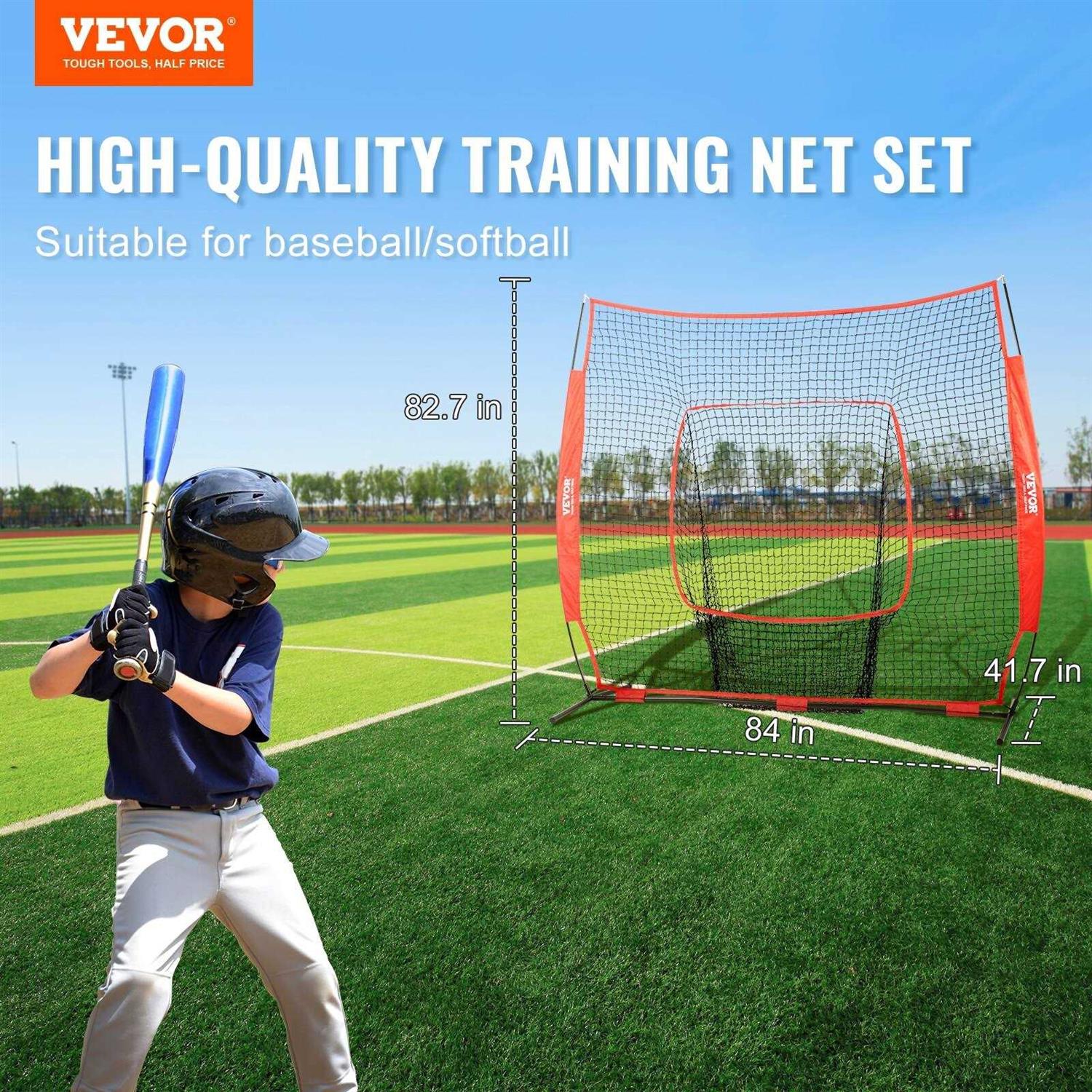 VEVOR 7 x 7 ft. Baseball Portable Softball Practice Net for Hitting Catching Pitching - Image 4