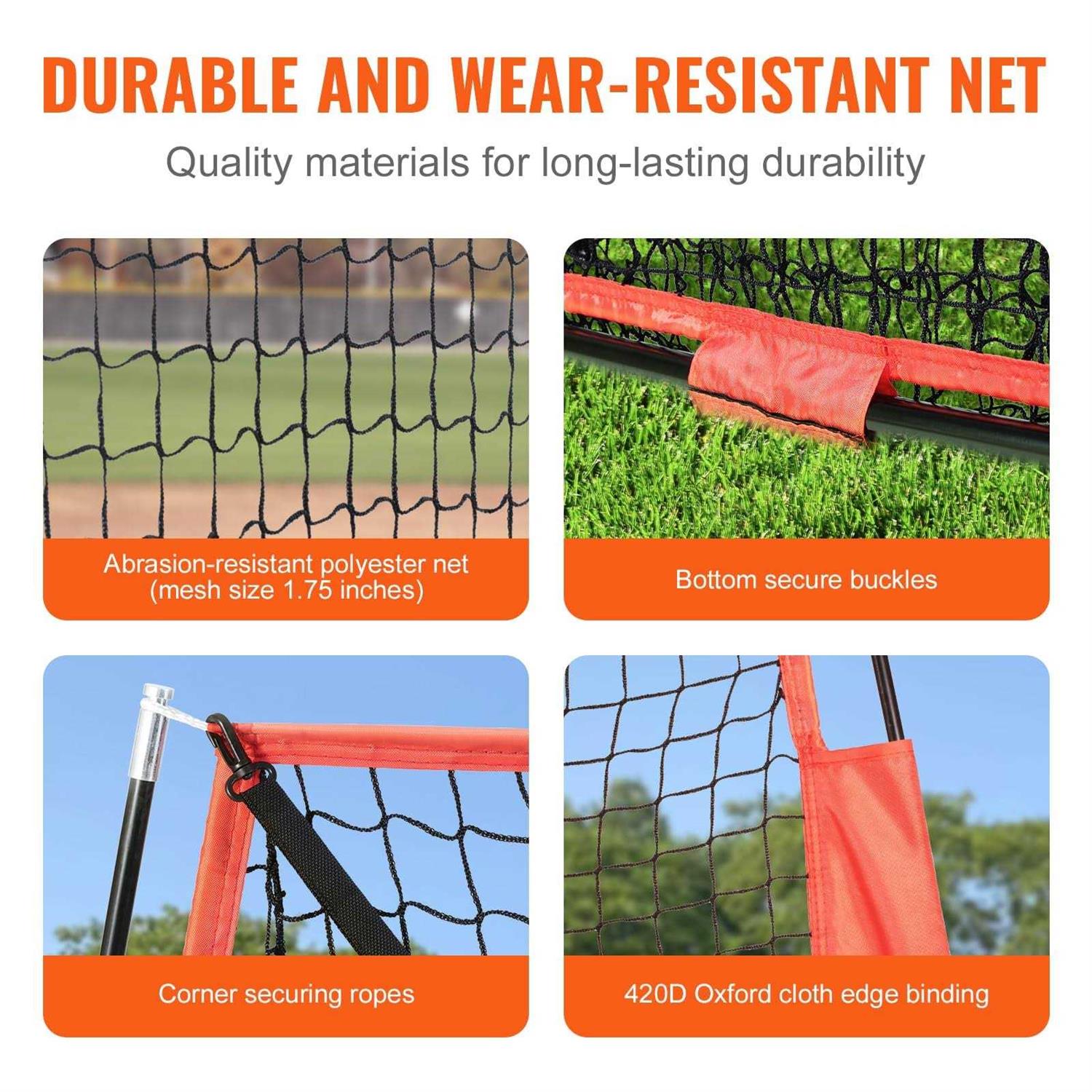 VEVOR 7 x 7 ft. Baseball Portable Softball Practice Net for Hitting Catching Pitching - Image 5