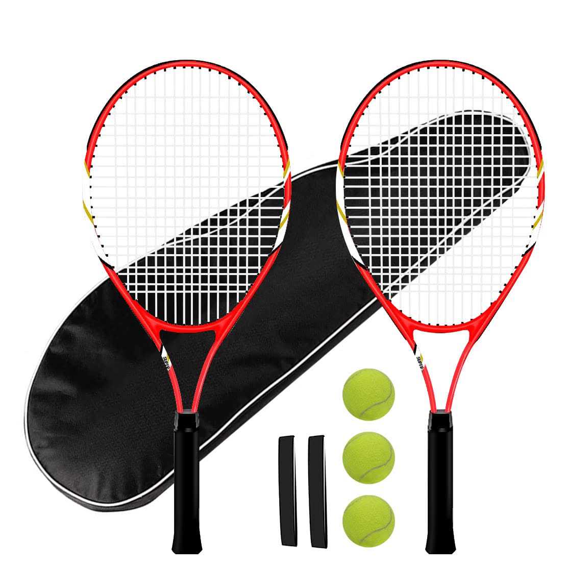Layway Tennis Rackets 2 Players Recreational for Beginners,Pre-Strung 27 Inch Light Adult Racquet Set for Women Men with Tennis Balls,Overgrips and