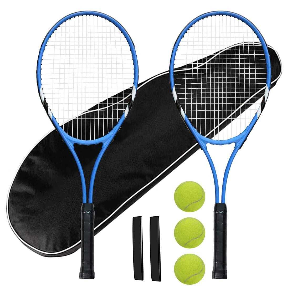 Layway Tennis Rackets 2 Players Recreational for Beginners,Pre-Strung 27 Inch Light Adult Racquet Set for Women Men with Tennis Balls,Overgrips and