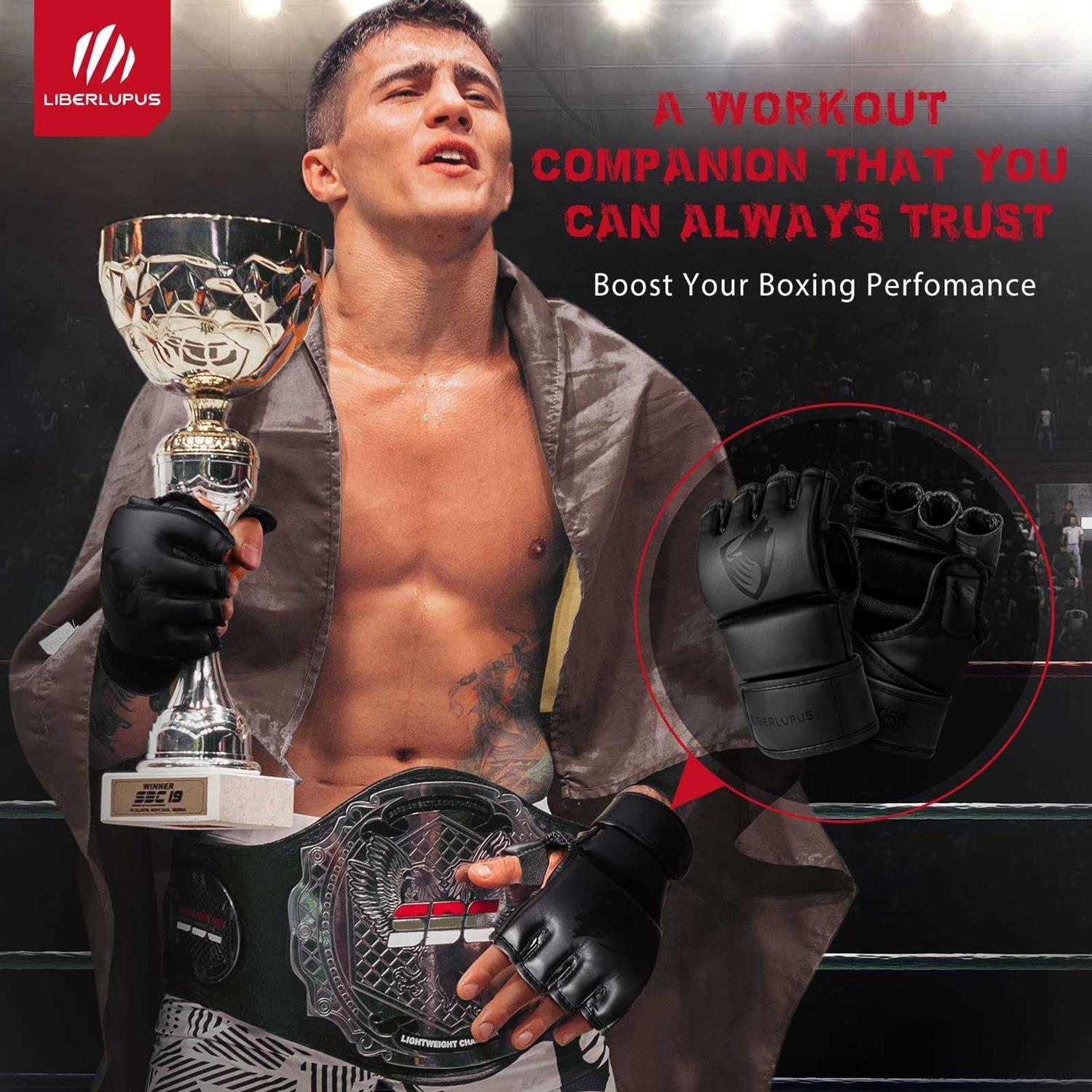 Liberlupus MMA Gloves for Men & Women Martial Arts Bag Gloves Kickboxing Gloves with Open Palms - Image 5