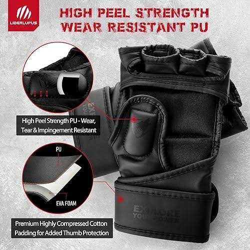 Liberlupus MMA Gloves for Men & Women Martial Arts Bag Gloves Kickboxing Gloves with Open Palms - Image 4