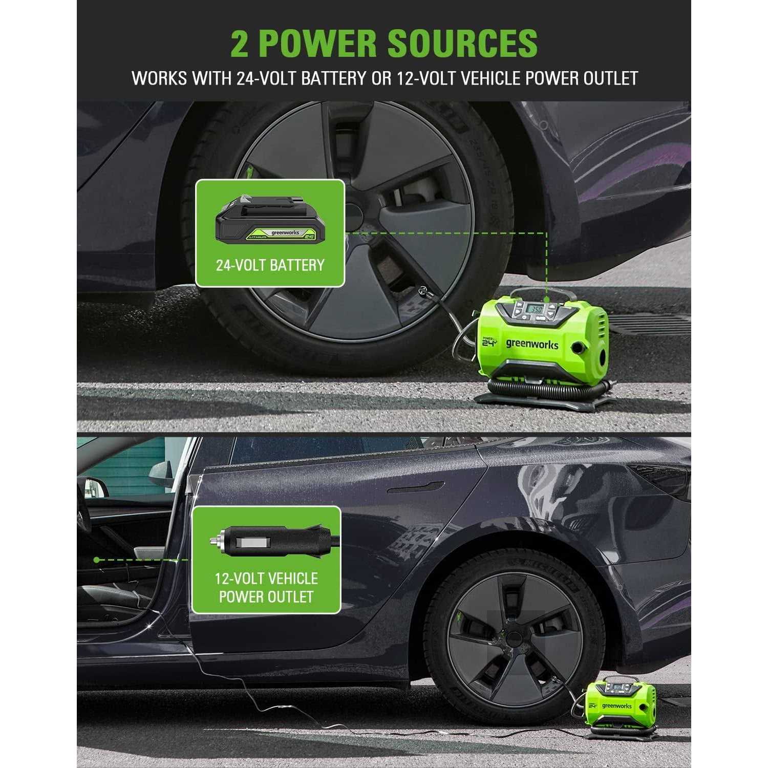 Greenworks 24V Cordless Tire Inflator 160 PSI Portable Air Compressor - Image 4