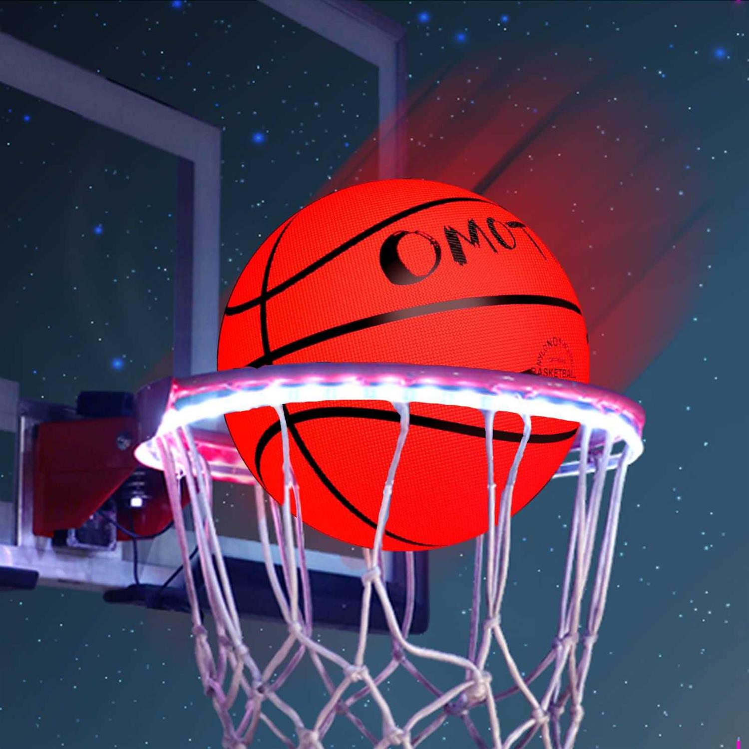 OMOTIYA Glow in The Dark Basketball LED Light Up Basketball Night Glowing Ball